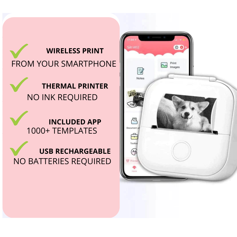 Mini Printer™ + Free Printing Paper – Enjoy Inkless Printing !