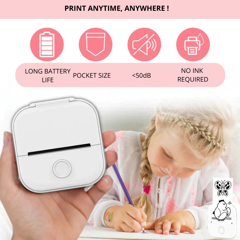 Mini Printer™ + Free Printing Paper – Enjoy Inkless Printing !