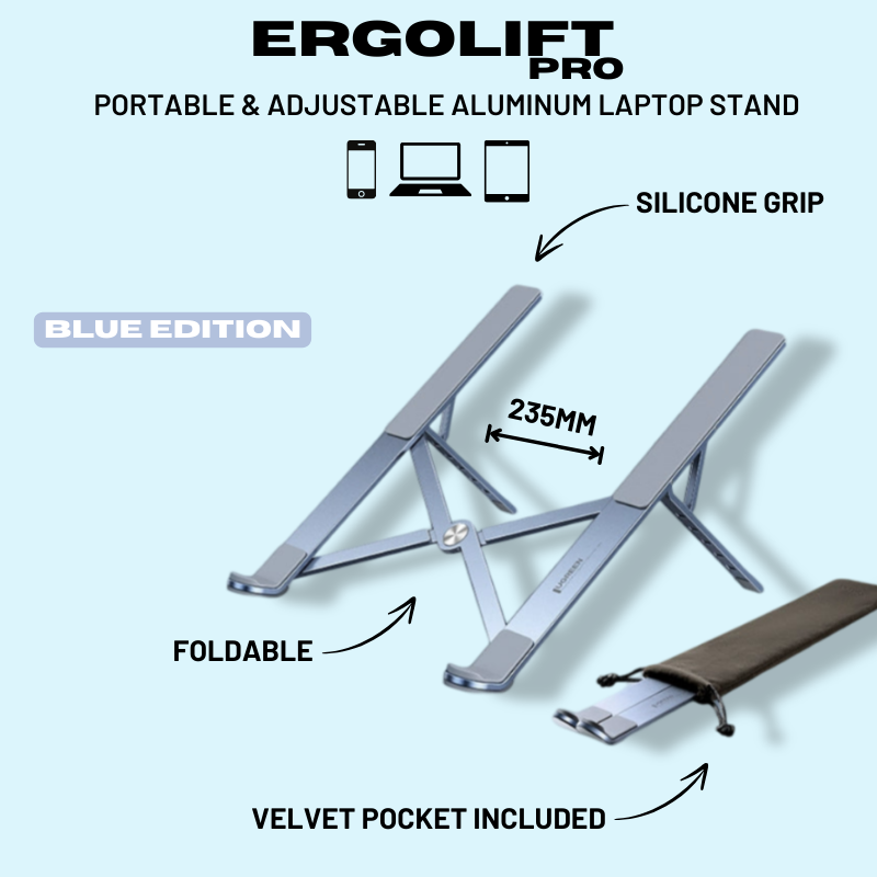 ErgoLift Pro - Portable & Adjustable Aluminum Laptop Stand