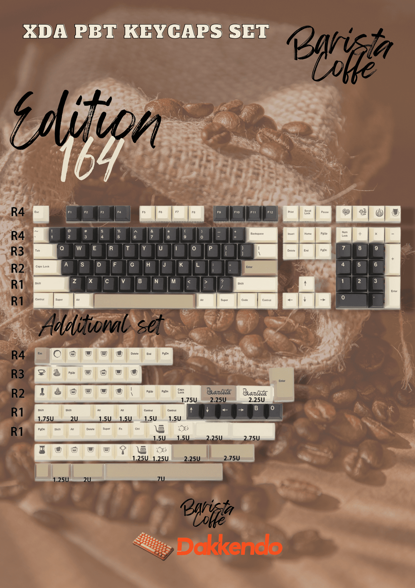 XDA Dakkendo Barista Coffee PBT Keycaps Set